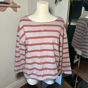 Madewell 3/4 Length Striped Top